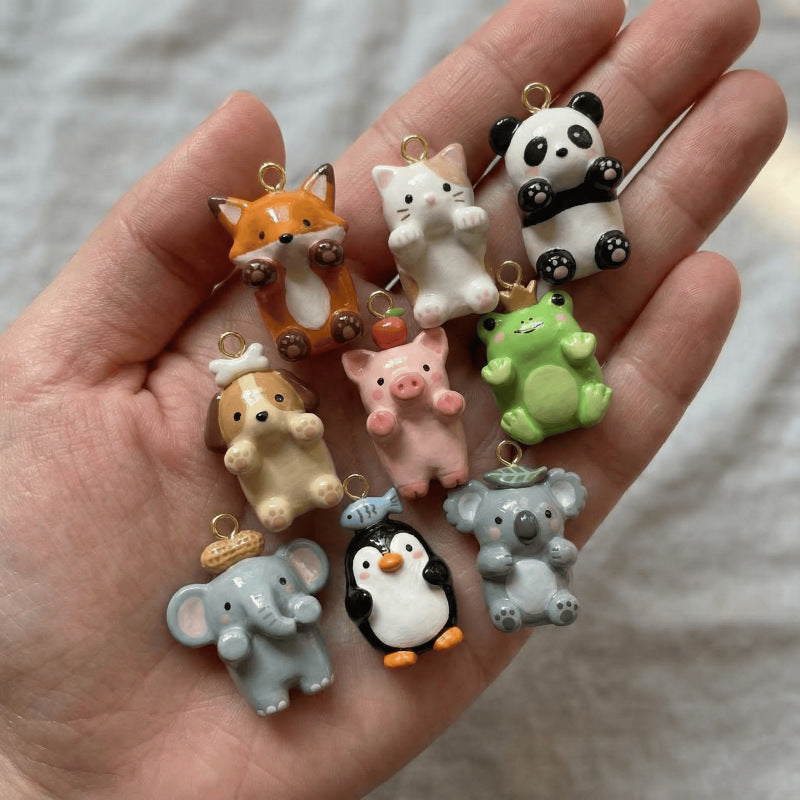 Simple Cartoon Small Animal Series Fox Kitten Frog Pendants