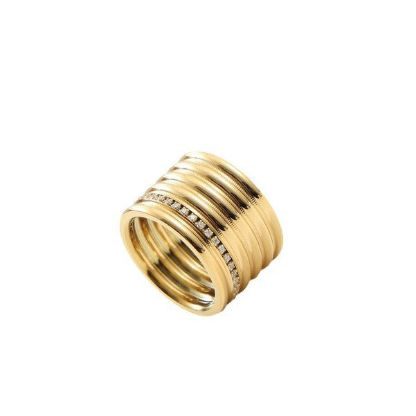Zircon Wide Surface Eye-catching Titanium Steel Bracelet