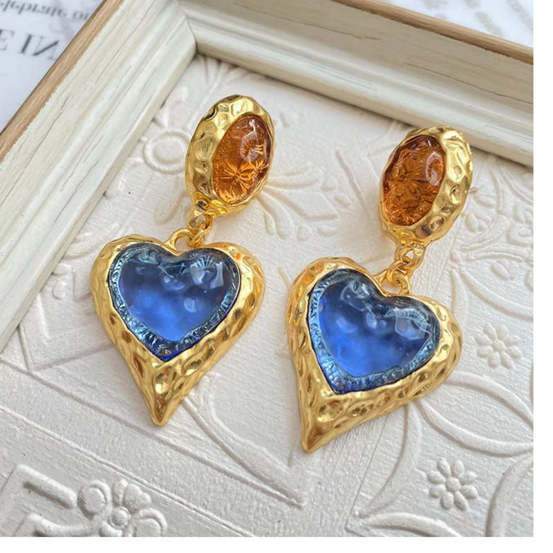 Lava Colored Glaze Love Eardrops Macaron Stud Earrings