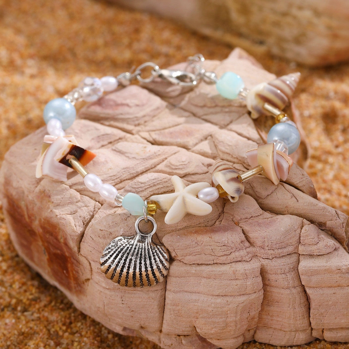 Summer Ocean Style Cartoon Shell Female Bohemian Woven Turtle Jewelry Set