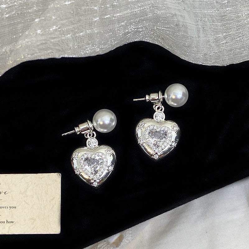 Loving Heart Zircon Ear Combination Female Sweet Necklace