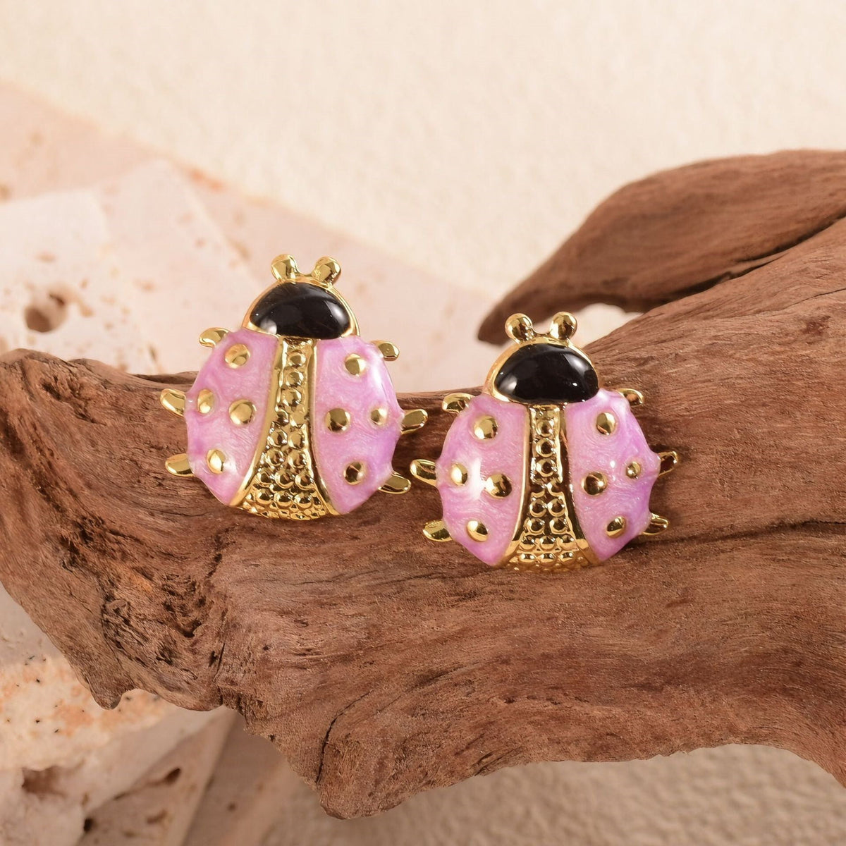 Colorful Oil Ladybug Stainless Steel Creative Cartoon Fashionable Versatile Stud Earrings