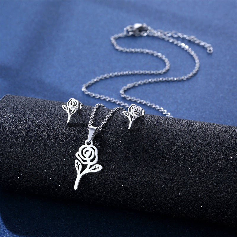 Women's Stainless Steel Suite Fashion Geometry Pattern Animal Love Jewelry Set