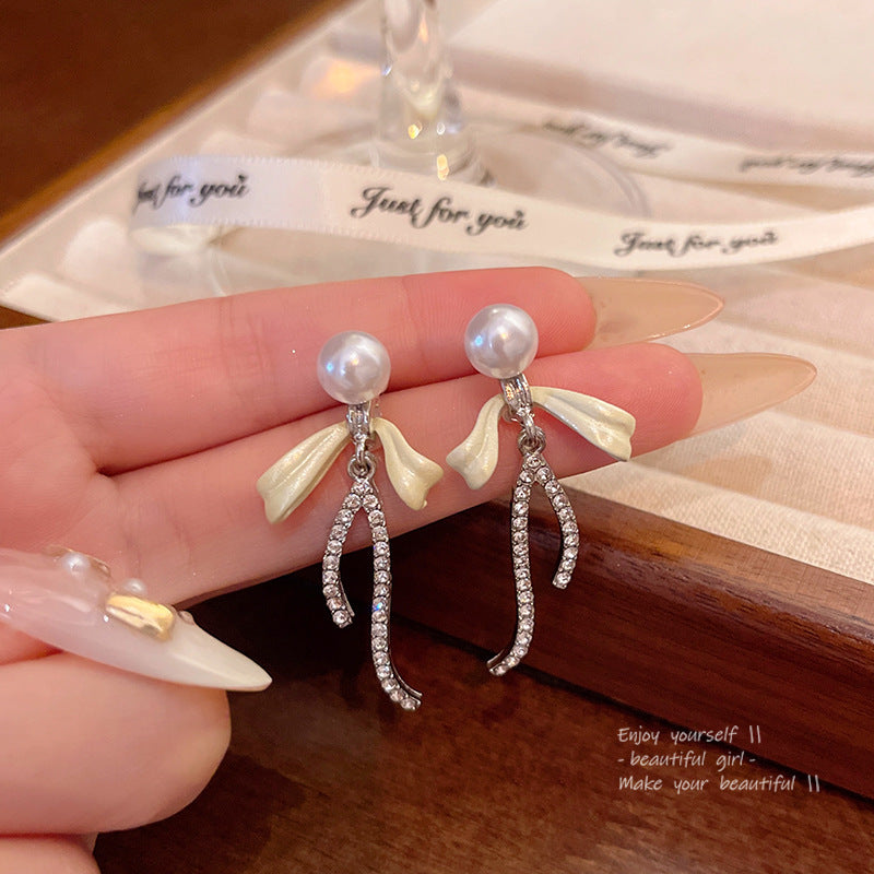 Women's Sier Needle Long Fringed Zircon For Trendy Light Earrings