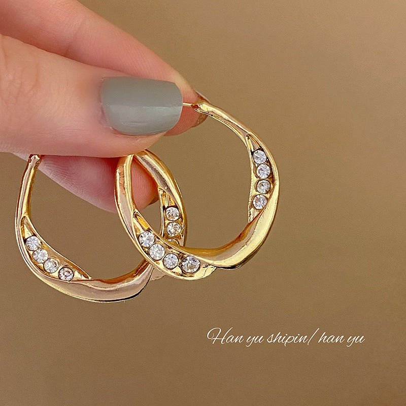 Sier Needle Exaggerated Geometric Metal Simple High-grade Love Big Rings