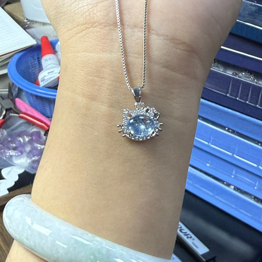 Women's Aquamarine Amethyst Fashionable Colorful Full Diamond Necklaces