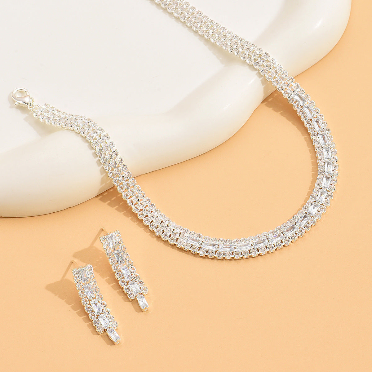 Women's Exquisite Full Diamond Clavicle Two-piece Pack Earrings