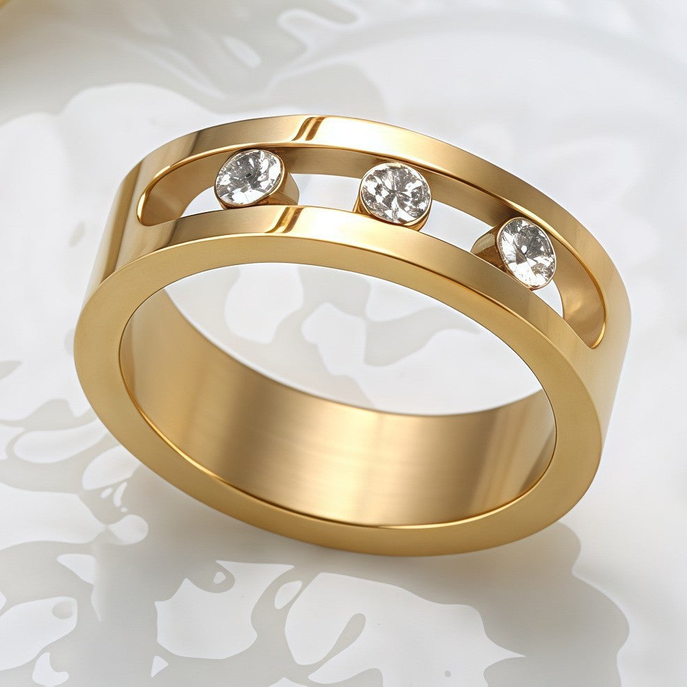 Stainless Steel Diamond Circle Moving Stone Holder Jewelry Set