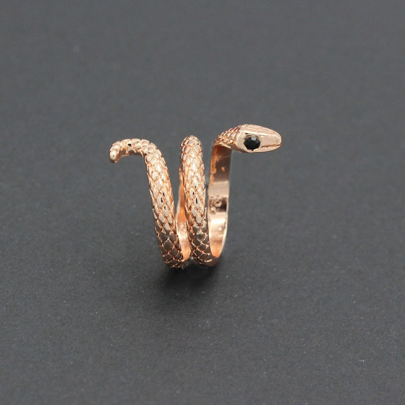 Women's & Men's Thai Sier Snake Glasses King Open Domineering Animal Hand Ring