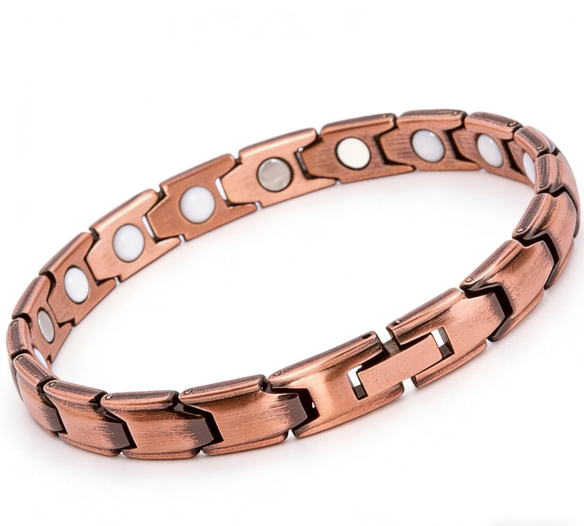 Men's Metal Bronze Magnet Retro Wide Row Full Adjustable Bracelet