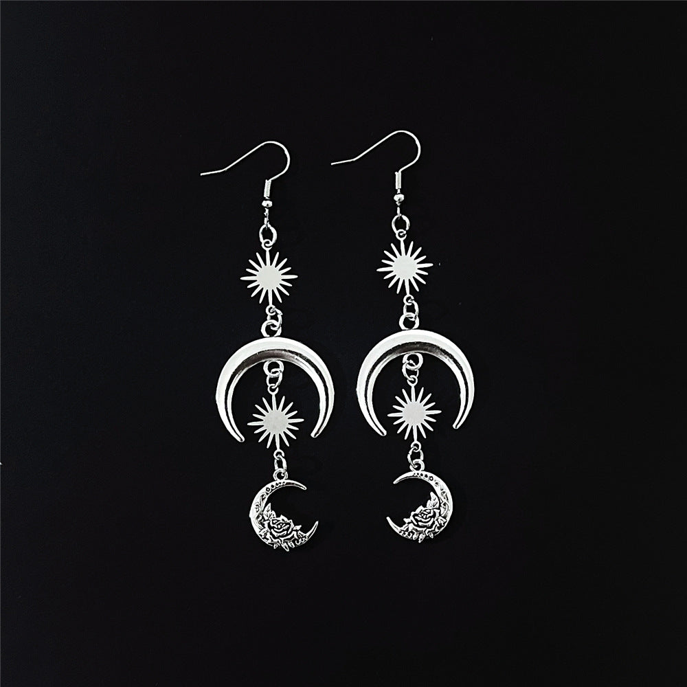 Elegant Cool New Sier Sun Moon Earrings