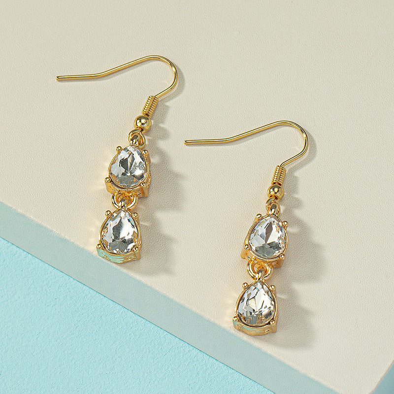 Style Vintage Emerald Water Drop Zircon Ear Earrings