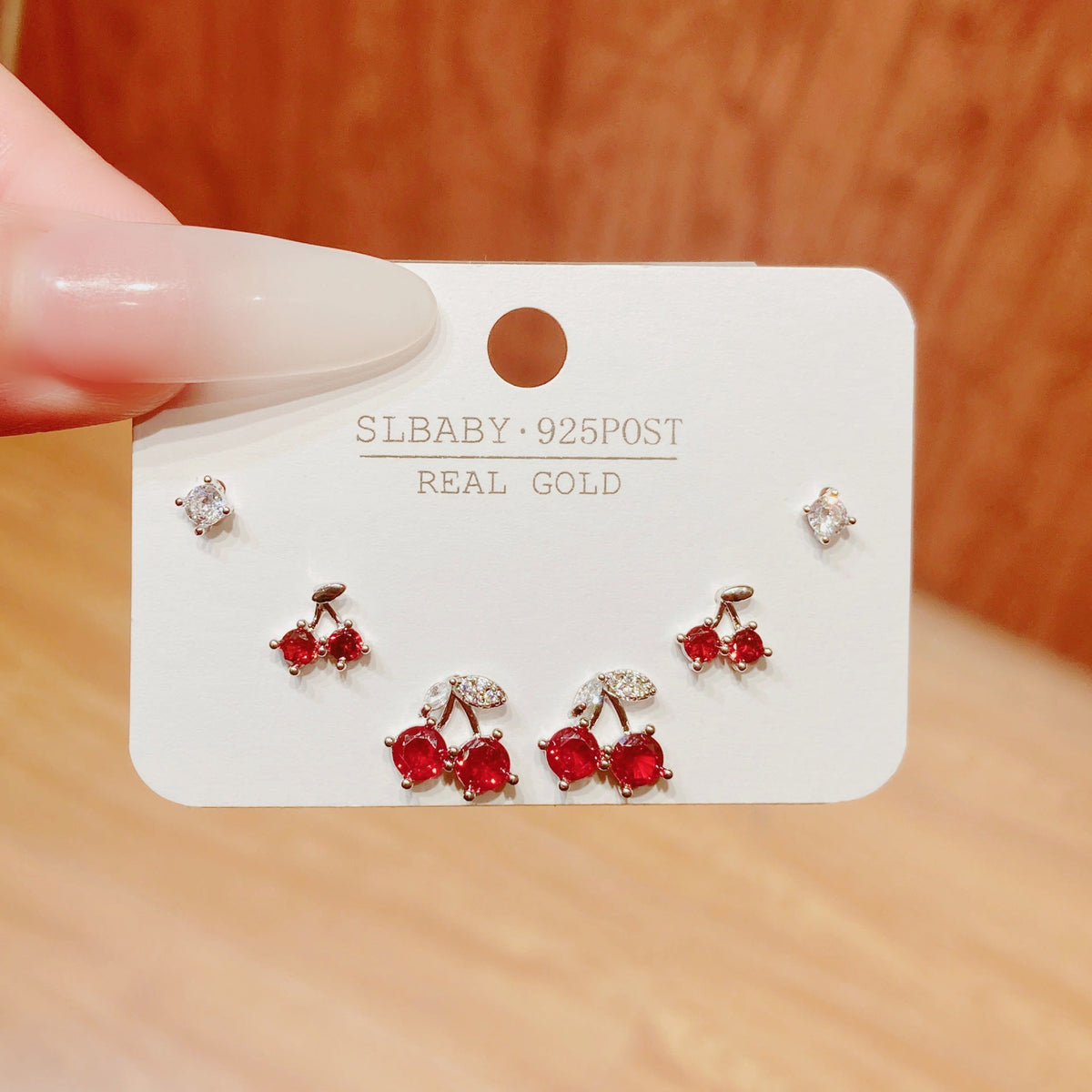 Horse Angola Red Female Cherry Camellia Stud Earrings