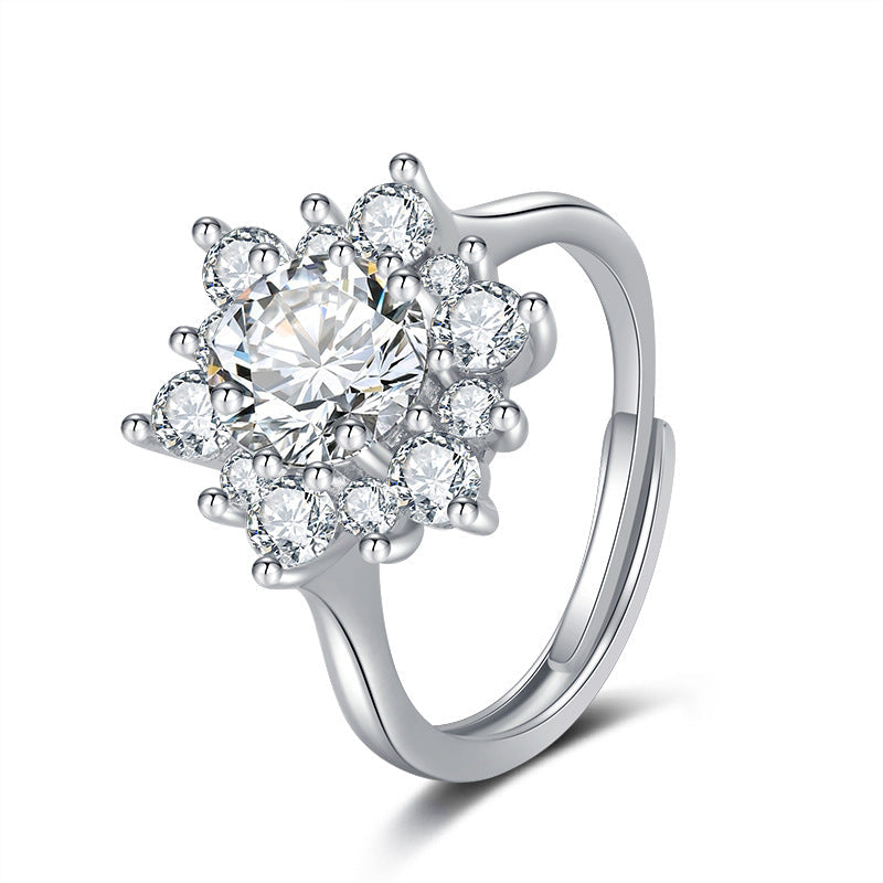 Sunflower Petal Zircon Three-piece Full Diamond Rings