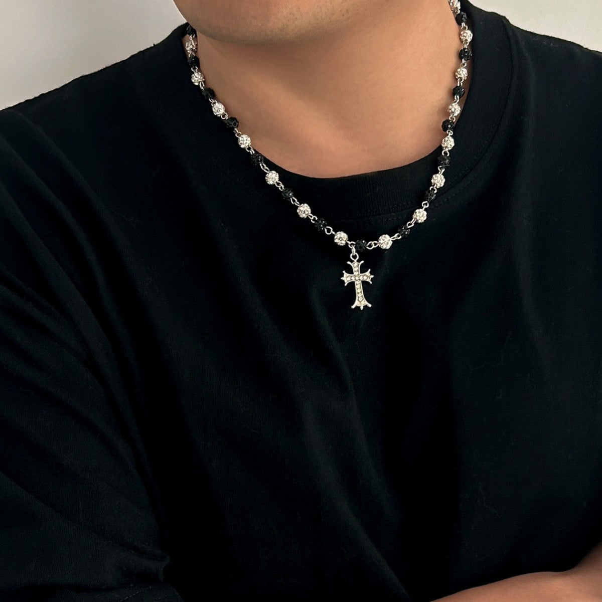 Men's Hop Niche Rhinestone Ball Stitching Clavicle Necklaces