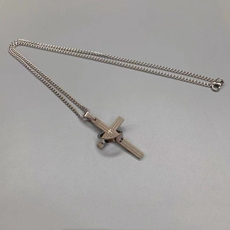 Men's Fashion Cross Simple Hip Hop Disco Titanium Steel Pendant