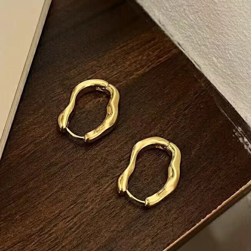 Women's Temperamental Irregular Geometric Ear Clip Light Luxury Minority High-grade Stud Earrings