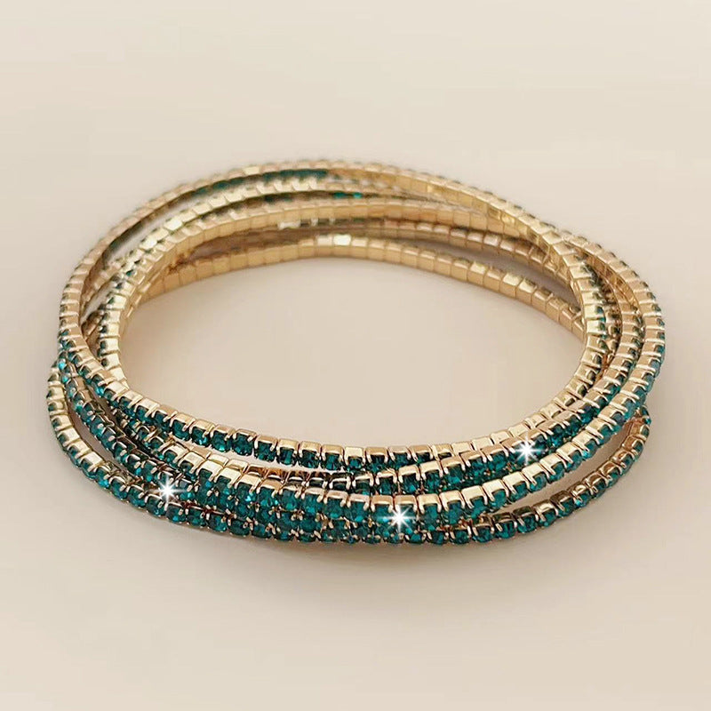 Claw Chain Single Row Rhinestone Extremely Fine Elastic Tennis Gold-plated Bracelets
