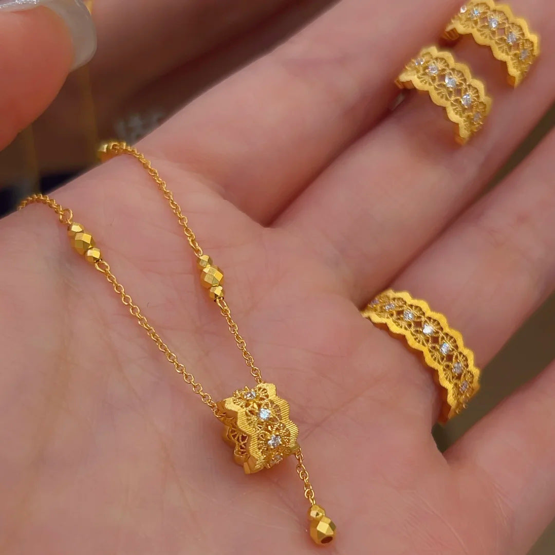 Women's Tassel Filigree Ear Gold Lace For Jewelry Set