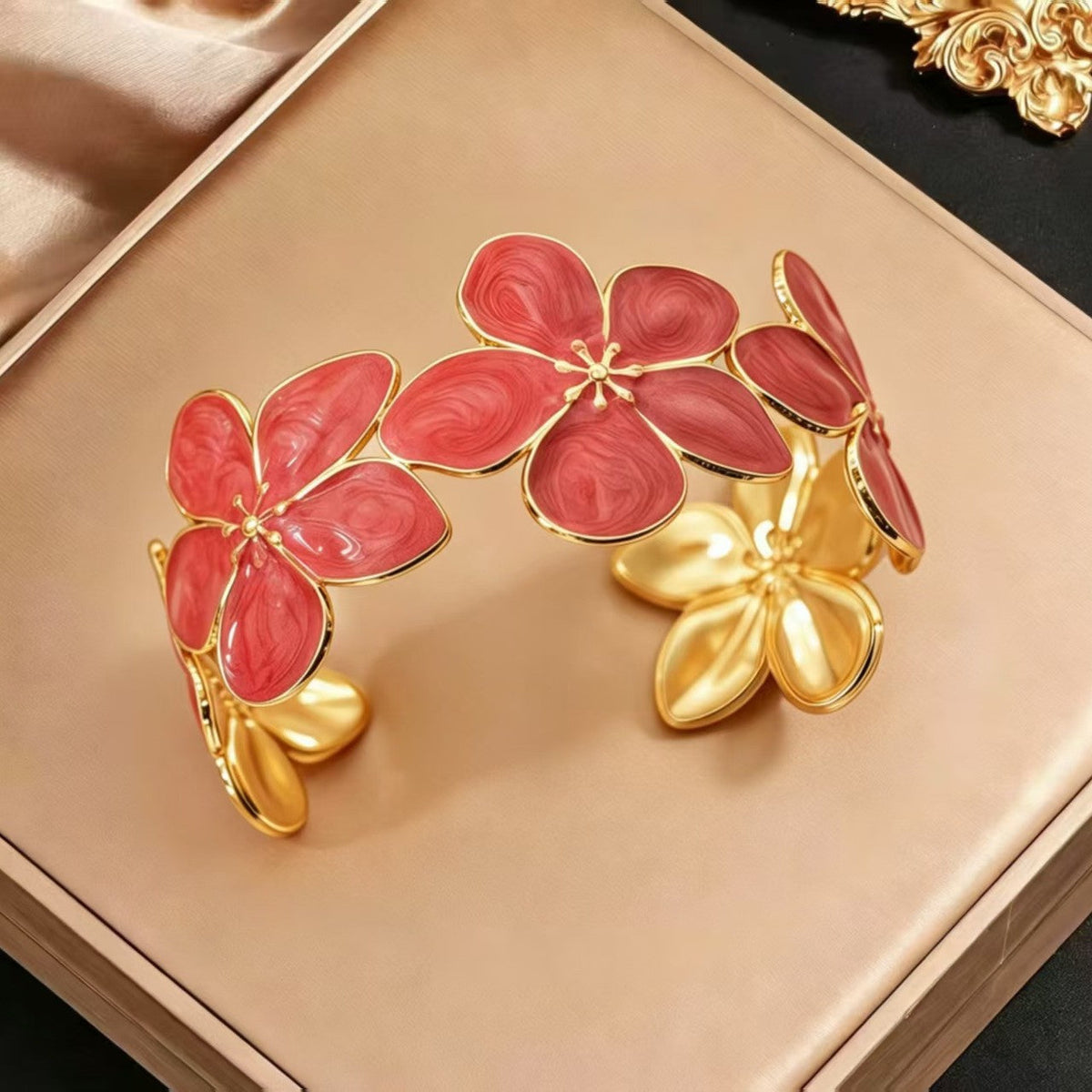 Glaze Flowers Stainless Steel Female High Sense Personality Wild Flower Bracelets