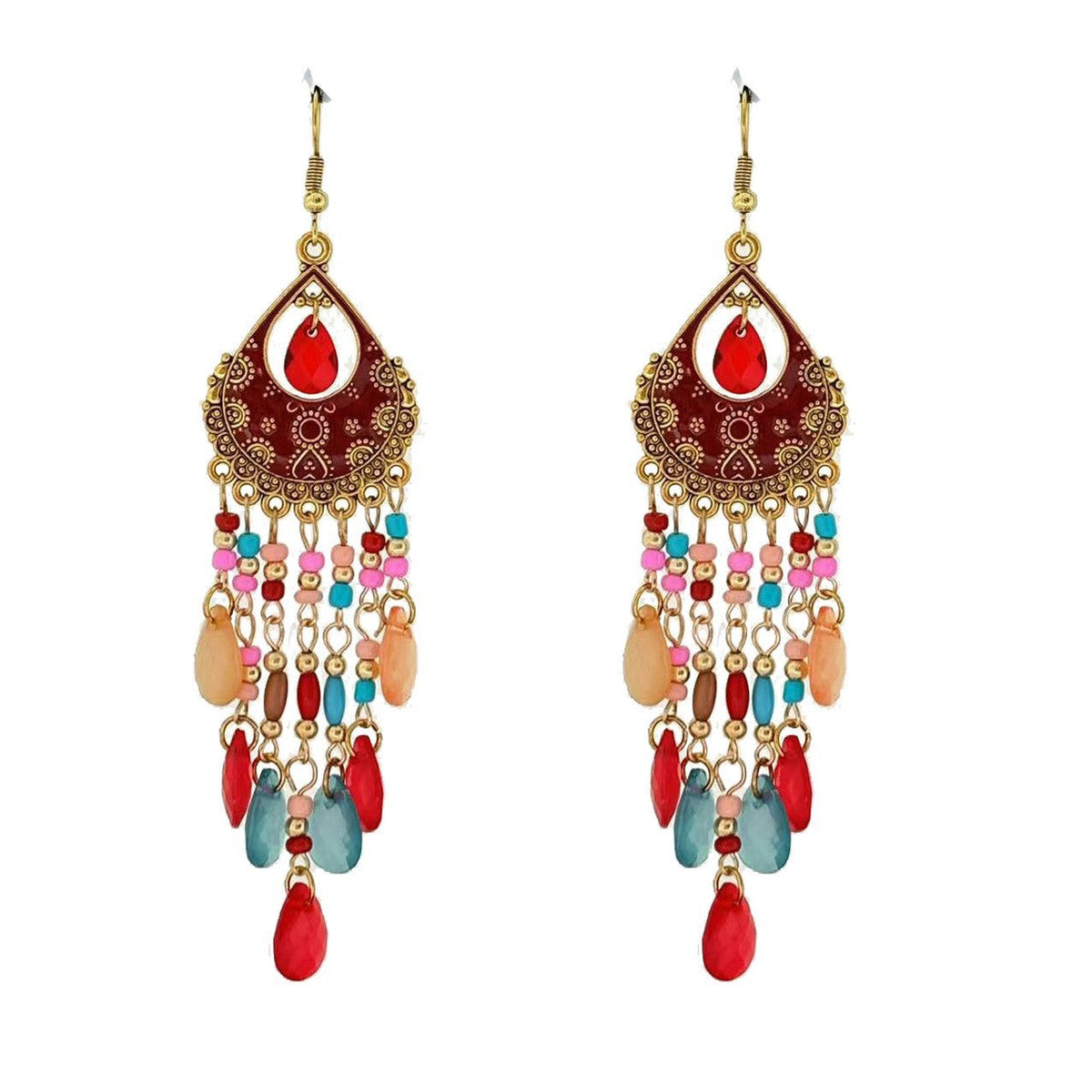 Women's Bohemian Seaside Holiday National Style Crystal Exaggerated Earrings