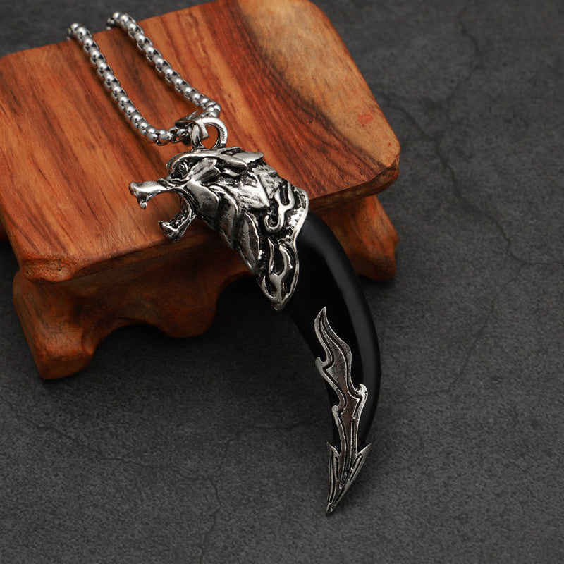 Men's Domineering Wolf Tooth Personality Dog Teeth Stainless Pendant