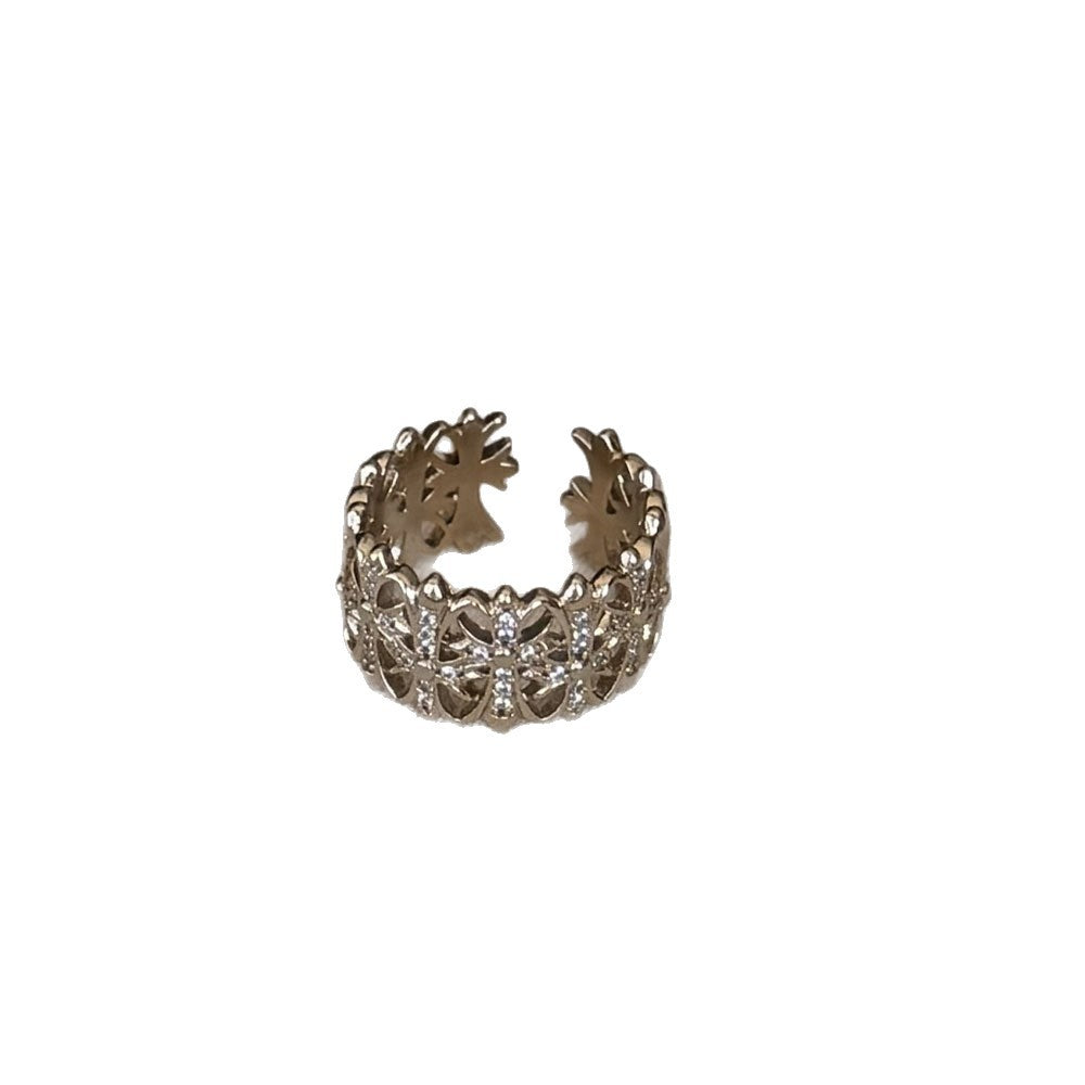 Special Interest Light Luxury Hollow Zircon Index Finger Female French Rings