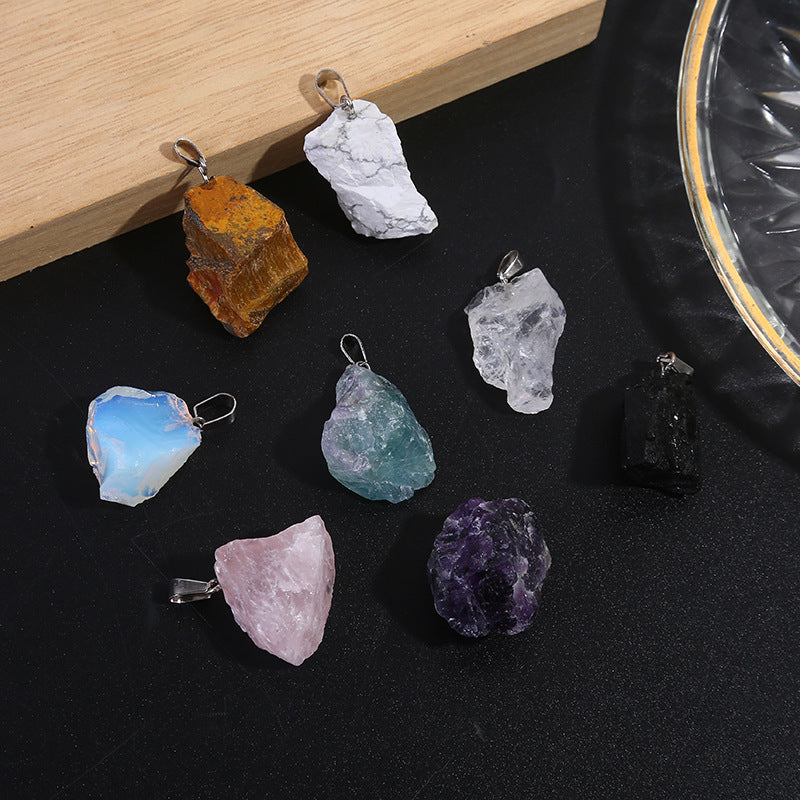 Natural Amethyst Pink Crystal White With Shape Pendants