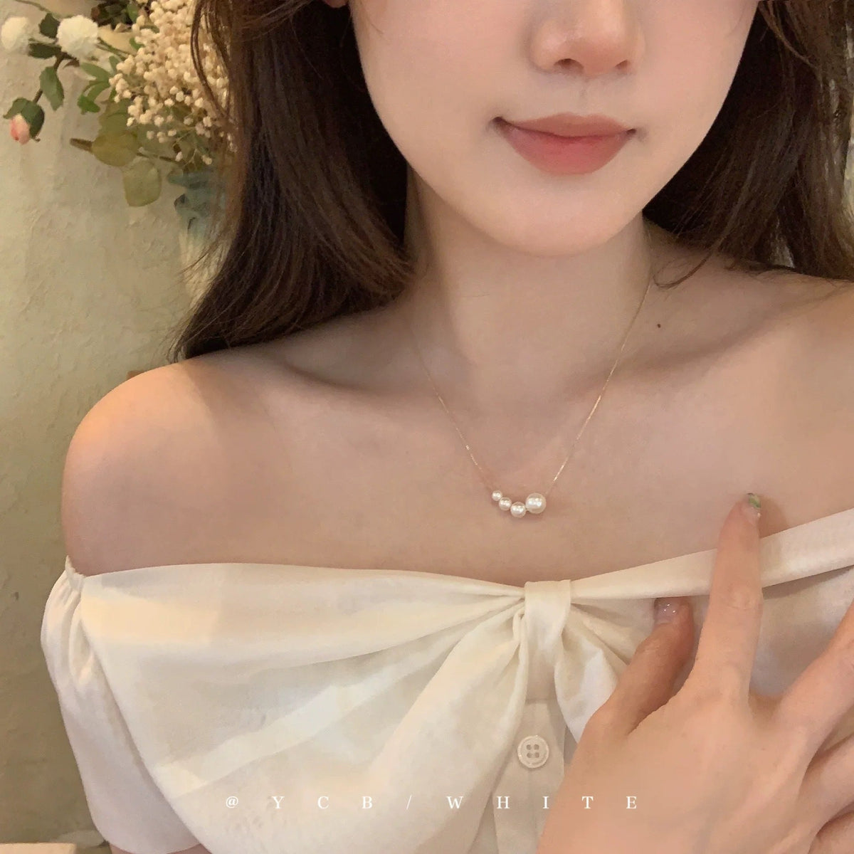 Niche Design Imitation Pearl Exquisite High Sense Sweet Elegance Snake Necklace
