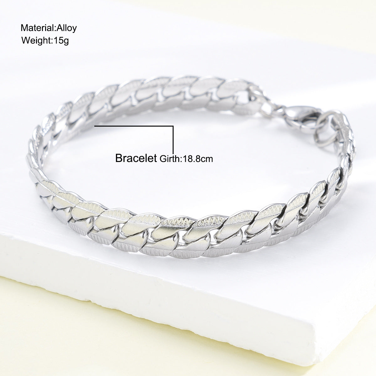 Men's Steel Six-sided Grinding Cuban Simple Personality Hipster Cool Bracelet