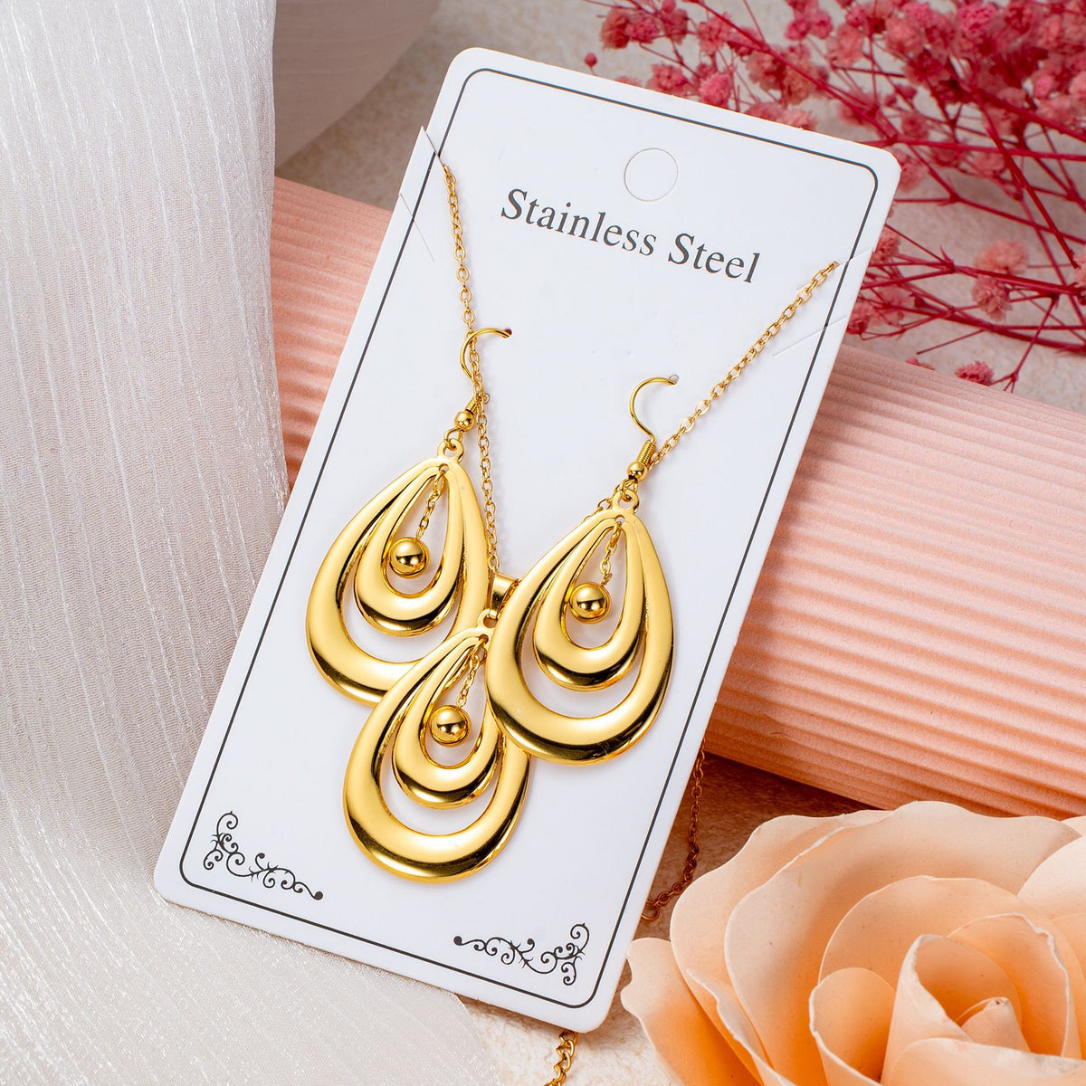Series Stainless Steel Ear Light Luxury Jewelry Set