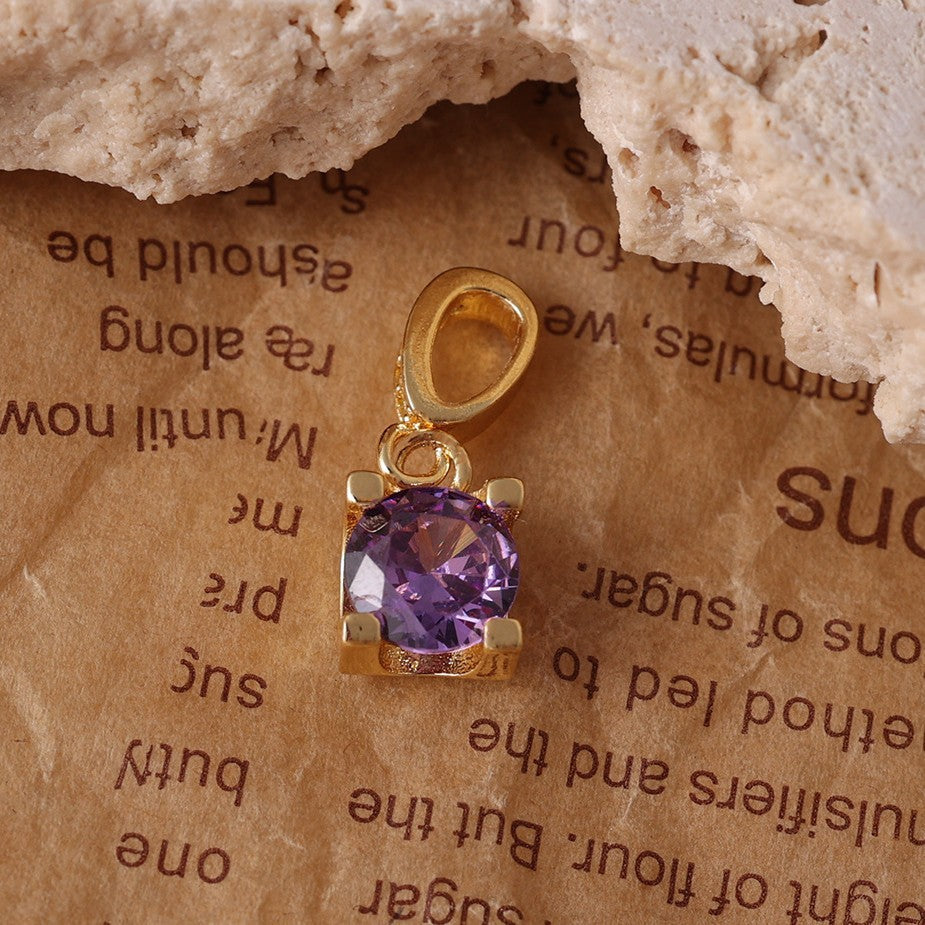 Gold-plated Inlaid Square Imitation Amethyst Simple Pendant