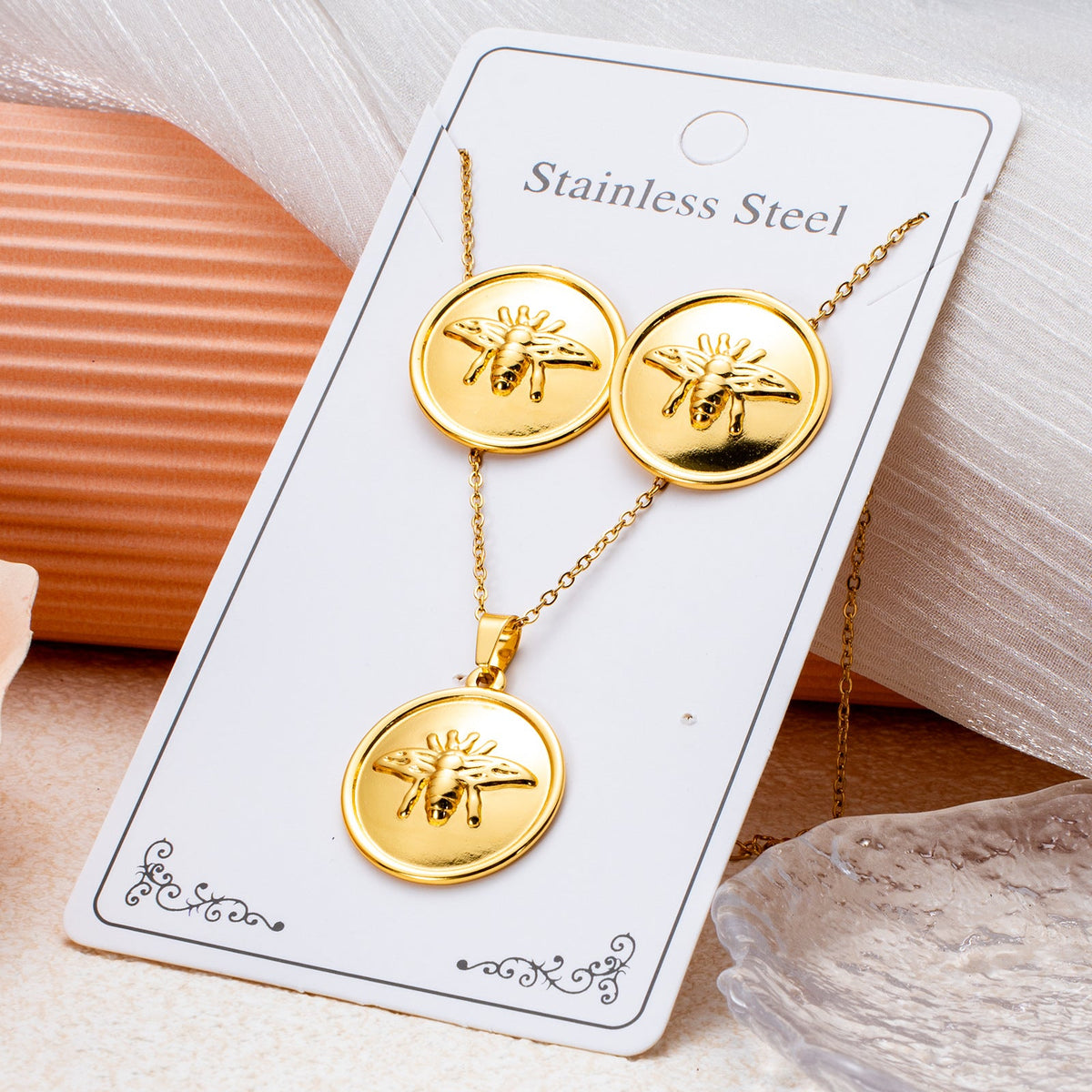 Series Stainless Steel Ear Light Luxury Jewelry Set