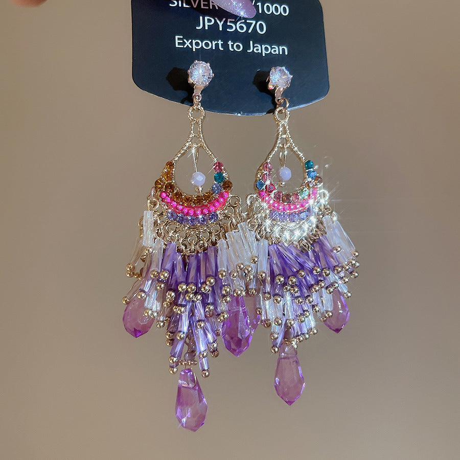 French Royal Style Zircon Geometric Flower Light Luxury High-grade Earrings