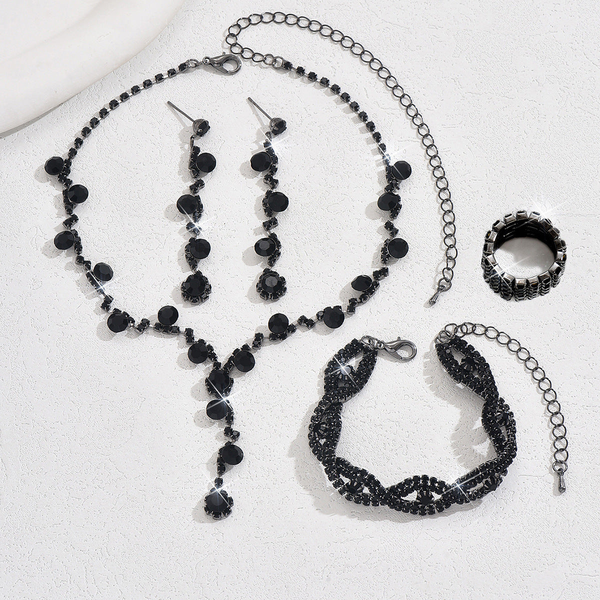 Crystal Rhinestone Ear Three-piece Wedding Decoration Jewelry Set