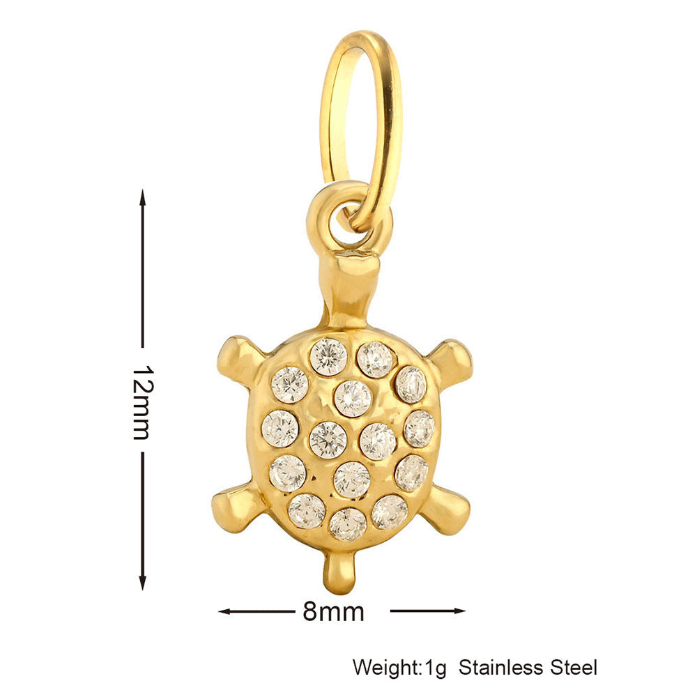 Inlaid Zircon Stainless Steel Gold-plated Cross Pendant