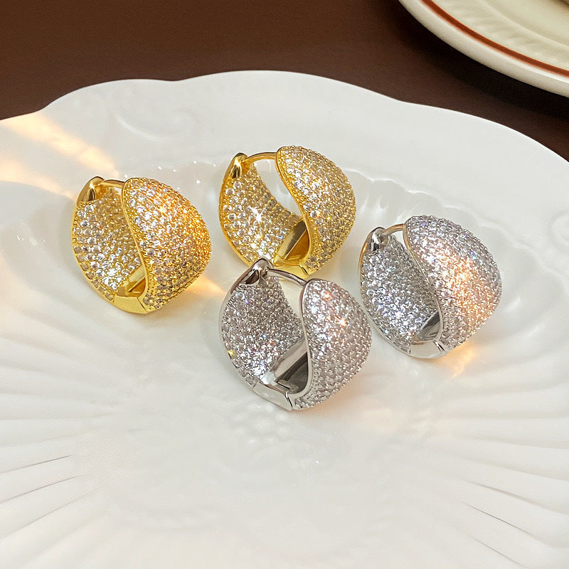 Women's Fashion Micro Inlaid Zircon Ear Clip Style Personality Earrings