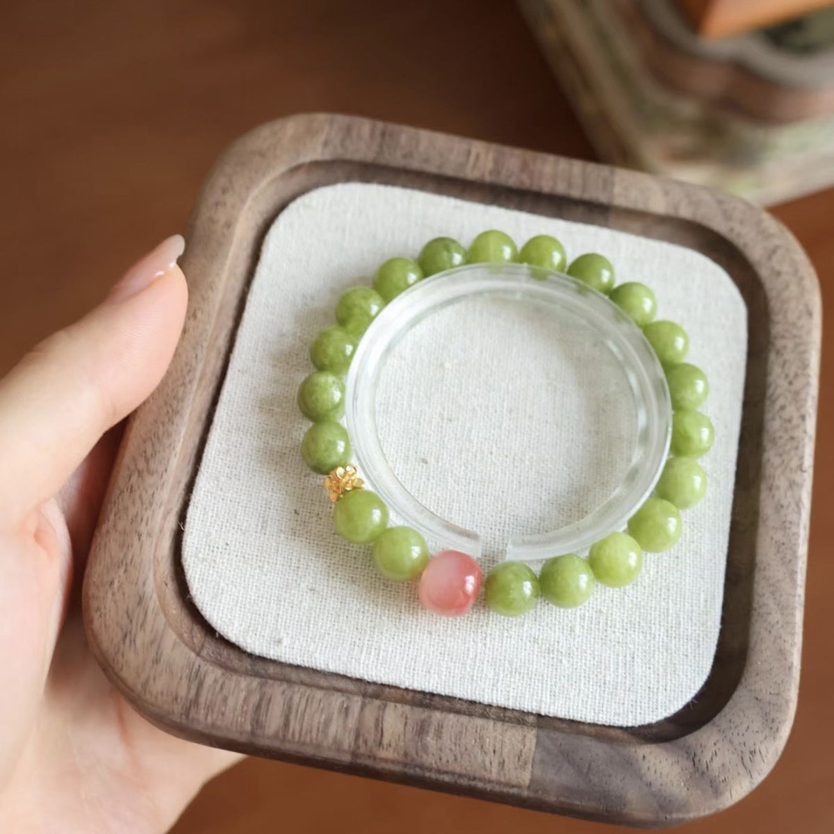 Collection Peach Fermentation Natural Olive Green With Pink Stall National Bracelets