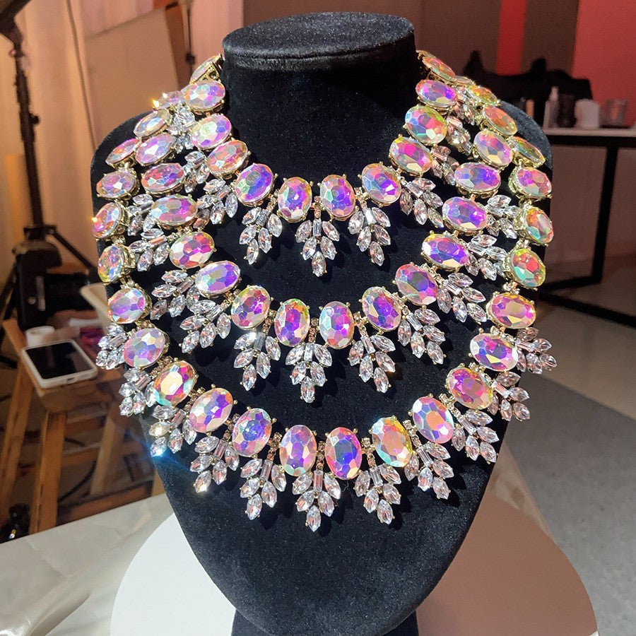 Fashion High Sense Glass Drill Shiny Necklaces