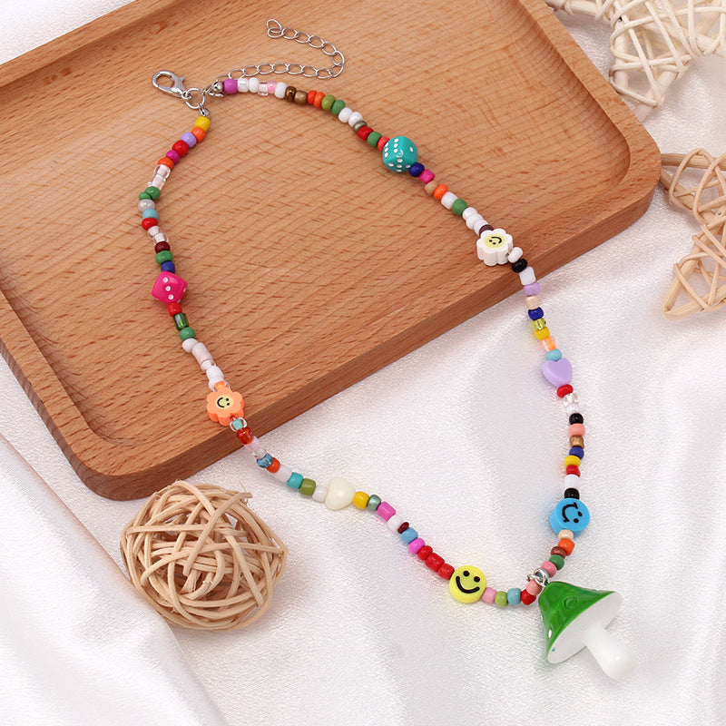 Rainbow Cartoon Polymer Clay Monster Niche Hip Necklace