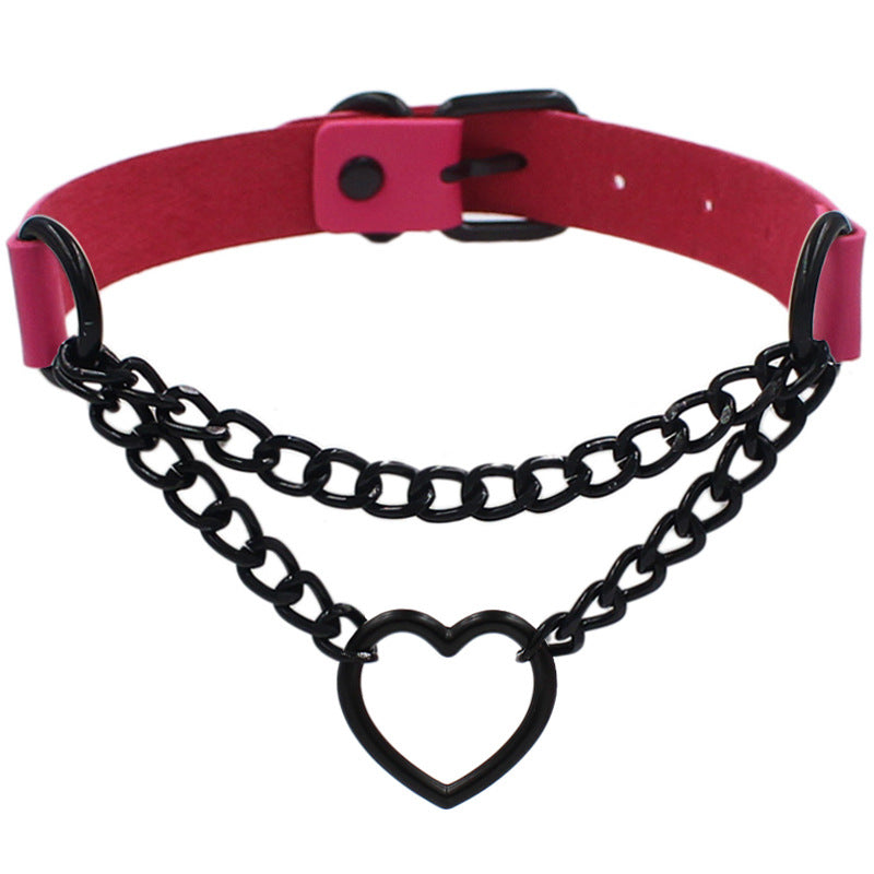 Neckband Fashion Leather Love Heart Collar Necklaces