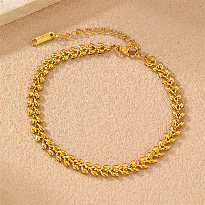 Women's Steel Chain Round Beads Hemp Flowers Bracelets