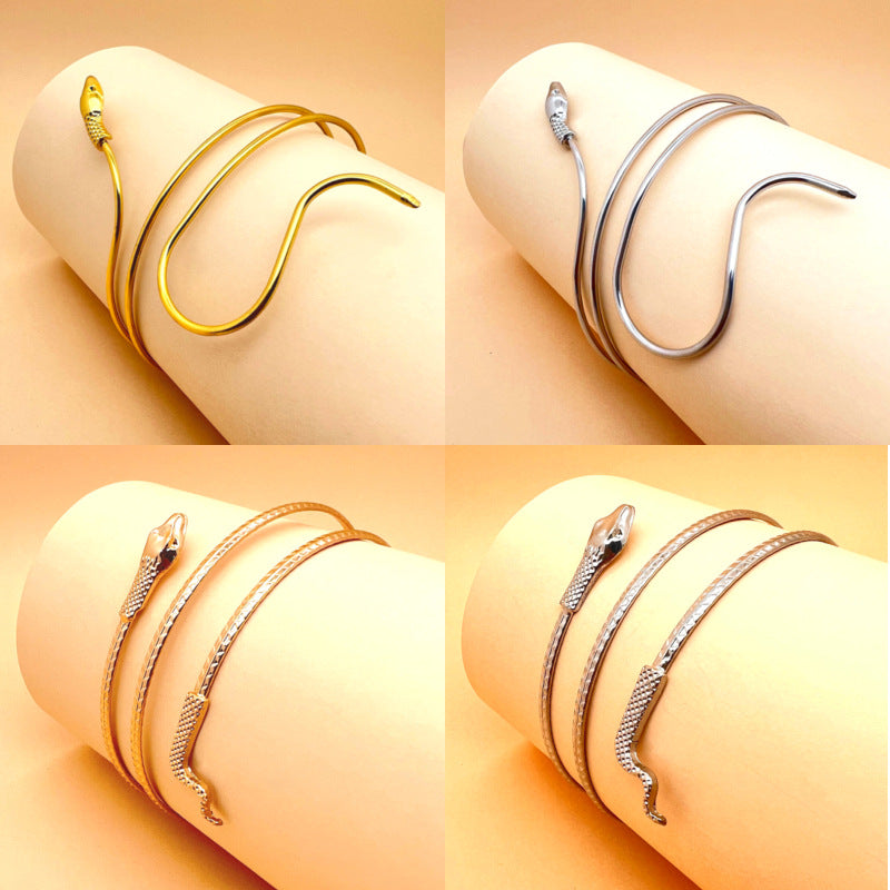 Exaggerated Snake-shaped Export Retro Fashion Twisted Winding Alloy Animal Bracelet