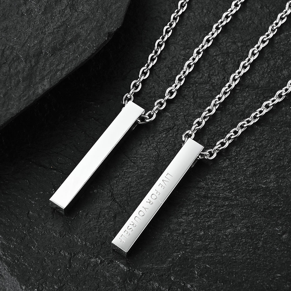 Simple Long Column Glossy Titanium Steel Pendant