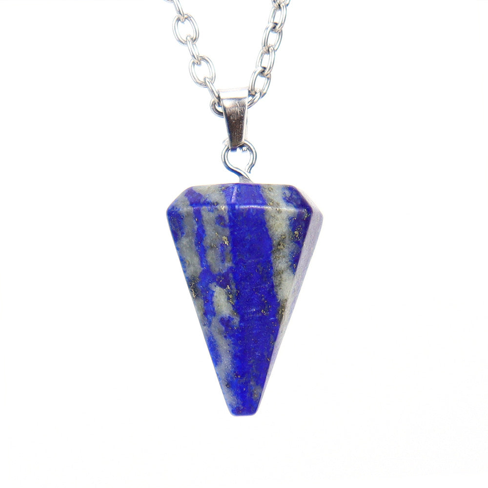 Stone Crystal Faceted Tapered Hexagon Prism Bullet Necklaces