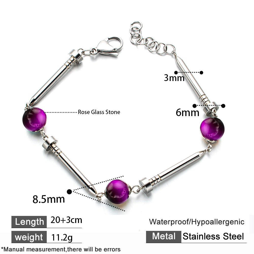 Wind Design Stainless Steel Nail With Natural Bracelet