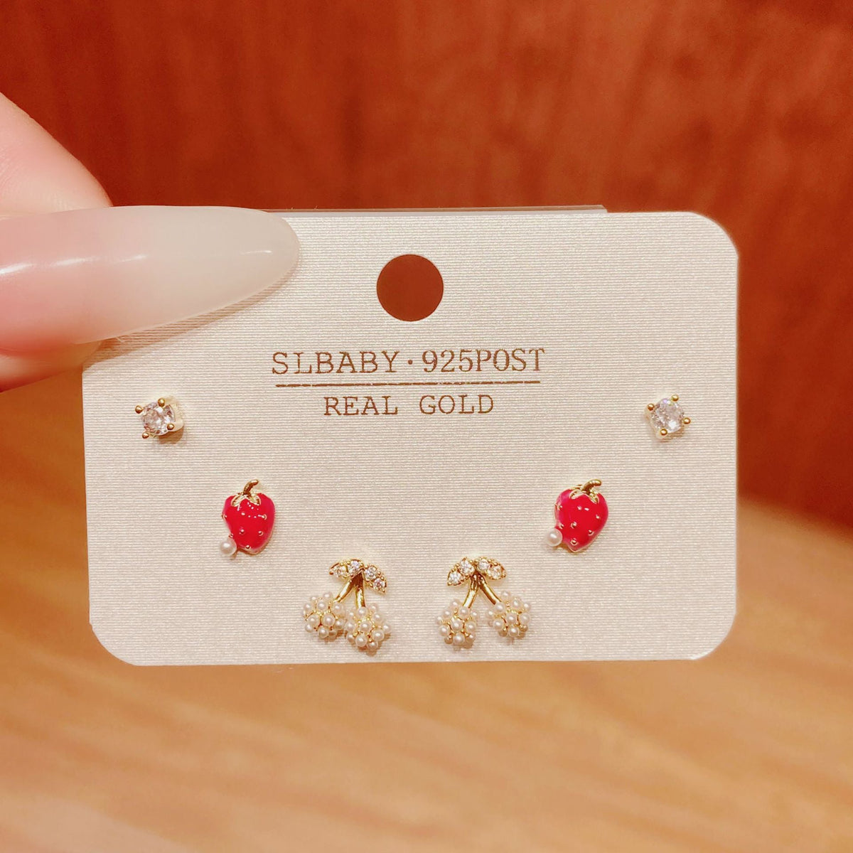 Horse Angola Red Female Cherry Camellia Stud Earrings