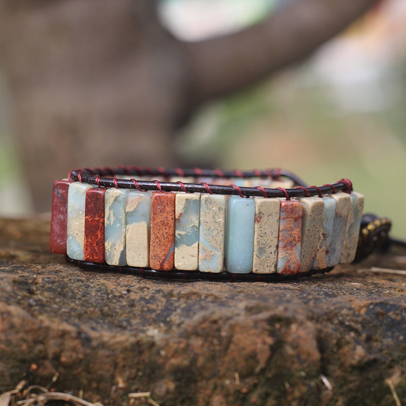 Bohemian Style Natural Stone Lan Di Royal Vintage Hand-woven Bracelet
