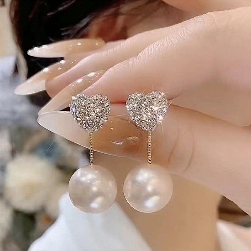 For Pearl Diamond Love Heart Sier Trendy Rings