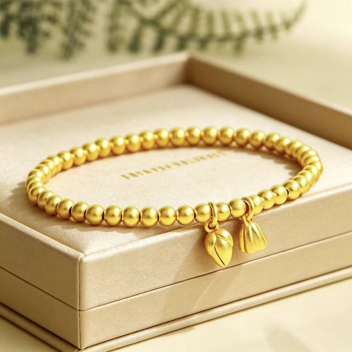 Gold Plated Simple Lotus Seedpod Heart Golden Balls Lucky Female Bracelet